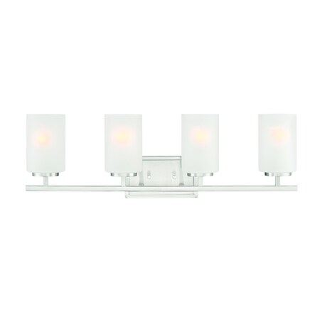 Designers Fountain Carmine 28in 4-Light Brushed Nickel Modern Indoor Vanity Light with Etched Glass Shades D239M-4B-BN